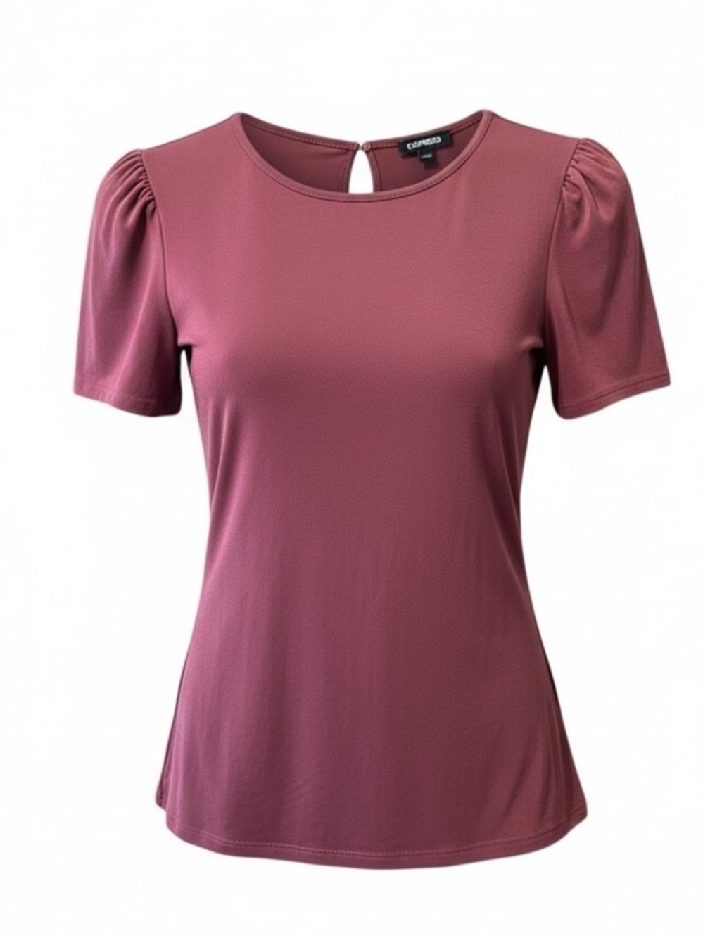 Express Mauve Puff Sleeve Tee Crew Neck Soft Stretch Top Medium